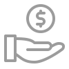 icon image for "revenue", hand open with a dollar sign hovering over it